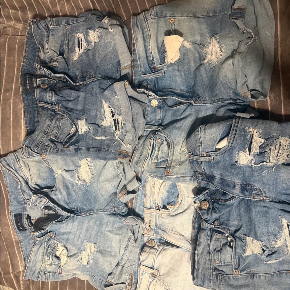 Aeropostale Light Blue Distressed Denim Shorts